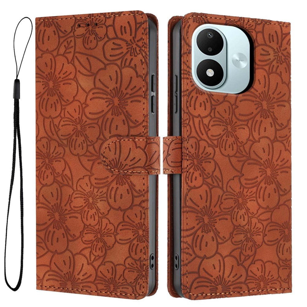 For Xiaomi Redmi Note 17 4G (Global) / Note 17 5G (Global) / Note 17 (India / China) 5G Case Cherry Blossom Pattern Leather Wallet Stand Phone Cover with Wrist Strap