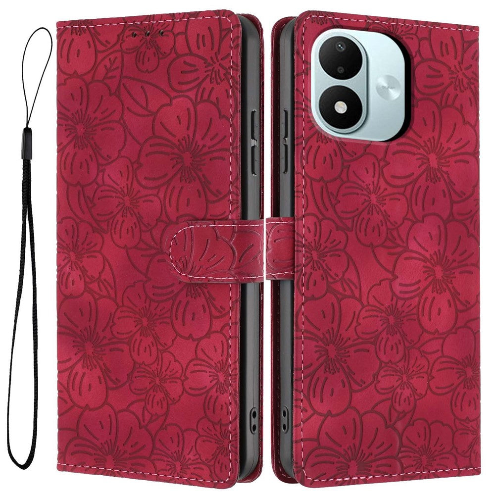 For Xiaomi Redmi Note 17 4G (Global) / Note 17 5G (Global) / Note 17 (India / China) 5G Case Cherry Blossom Pattern Leather Wallet Stand Phone Cover with Wrist Strap