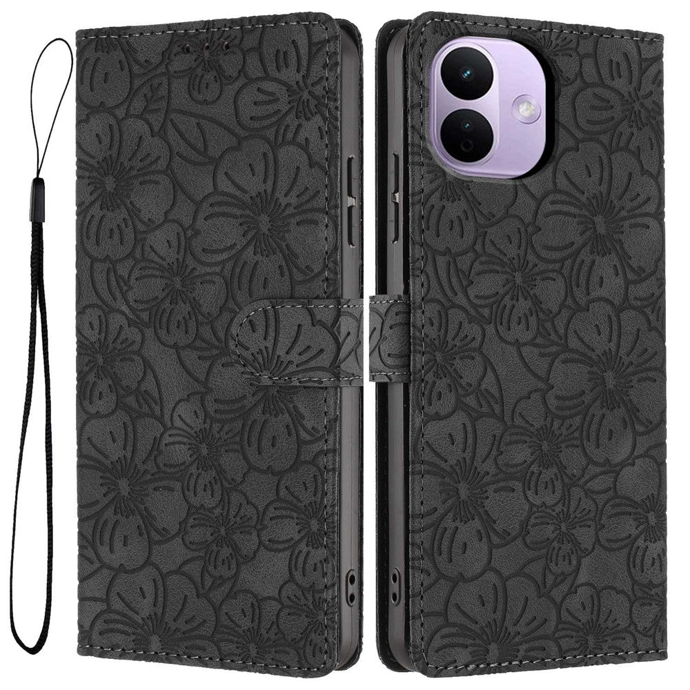 For  Xiaomi Redmi Note 17 Pro 5G  Case Cherry Blossom Pattern Leather Wallet Stand Phone Cover with Wrist Strap