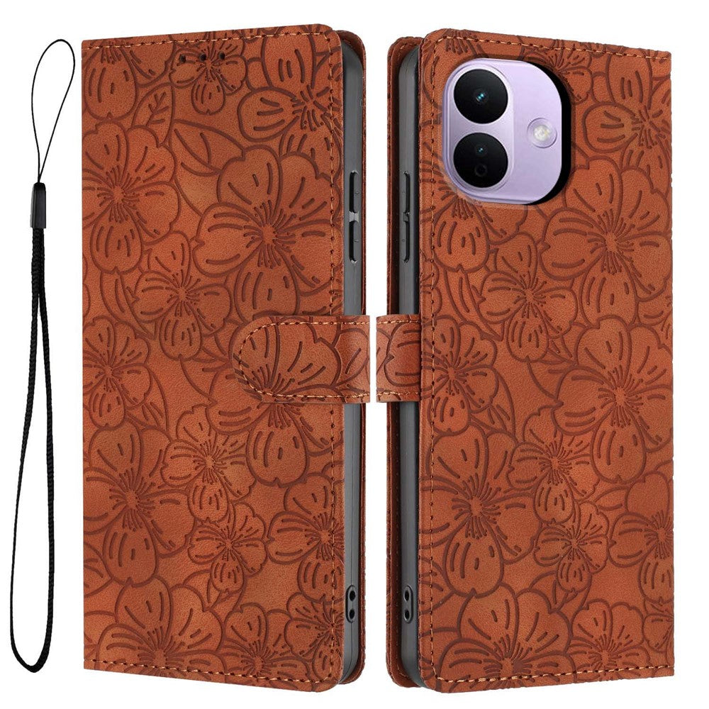 For  Xiaomi Redmi Note 17 Pro 5G  Case Cherry Blossom Pattern Leather Wallet Stand Phone Cover with Wrist Strap