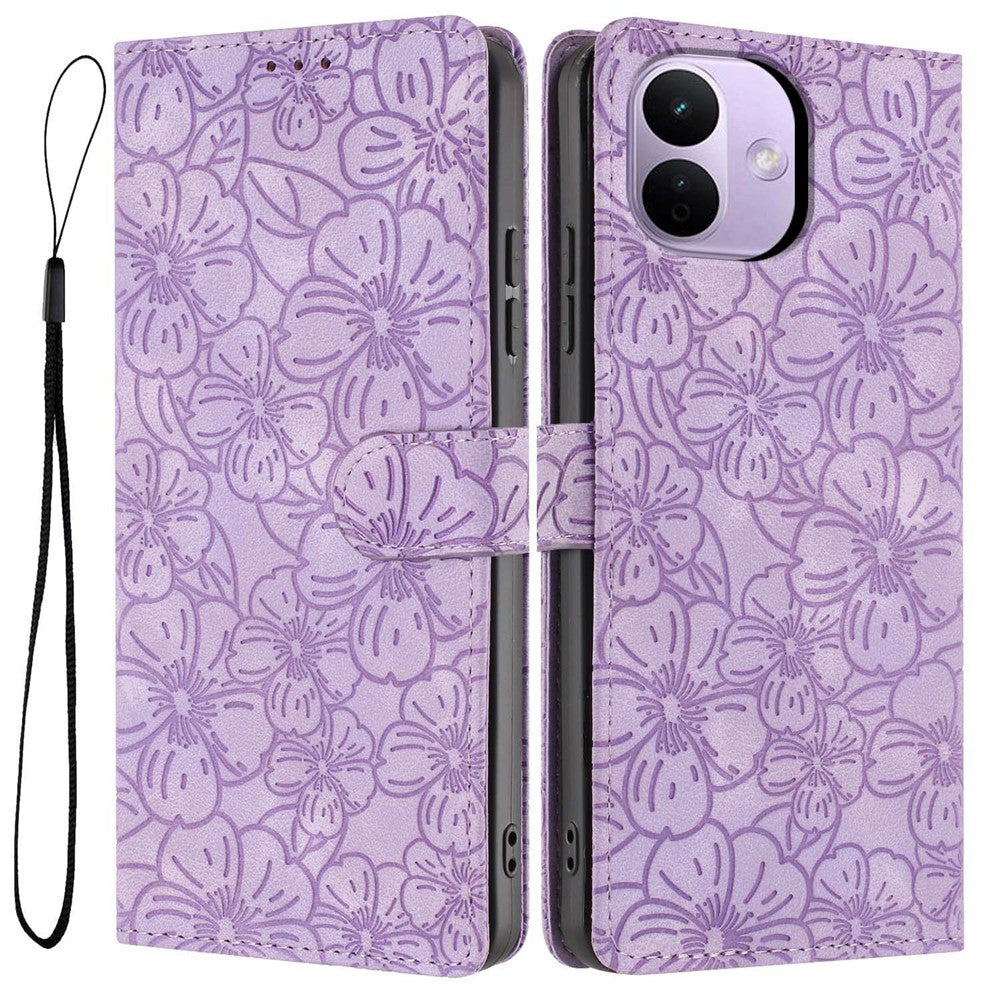 For  Xiaomi Redmi Note 17 Pro 5G  Case Cherry Blossom Pattern Leather Wallet Stand Phone Cover with Wrist Strap