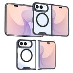 For iPhone Fold Magnetic Case TPU + Acrylic Clear Back Phone Cover
