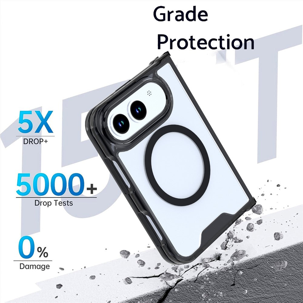 For iPhone Fold Magnetic Case TPU + Acrylic Clear Back Phone Cover
