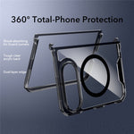 For iPhone Fold Magnetic Case TPU + Acrylic Clear Back Phone Cover