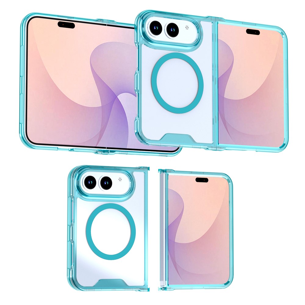 For iPhone Fold Magnetic Case TPU + Acrylic Clear Back Phone Cover