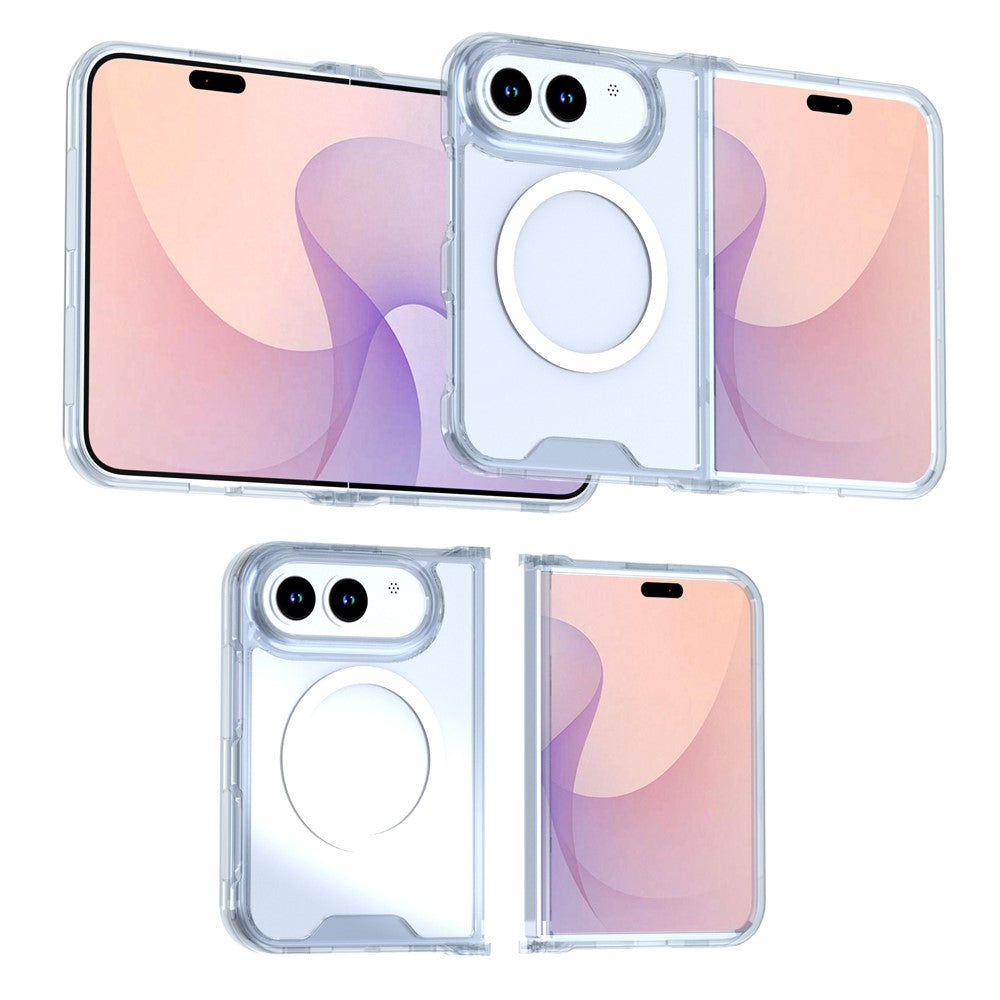 For iPhone Fold Magnetic Case TPU + Acrylic Clear Back Phone Cover