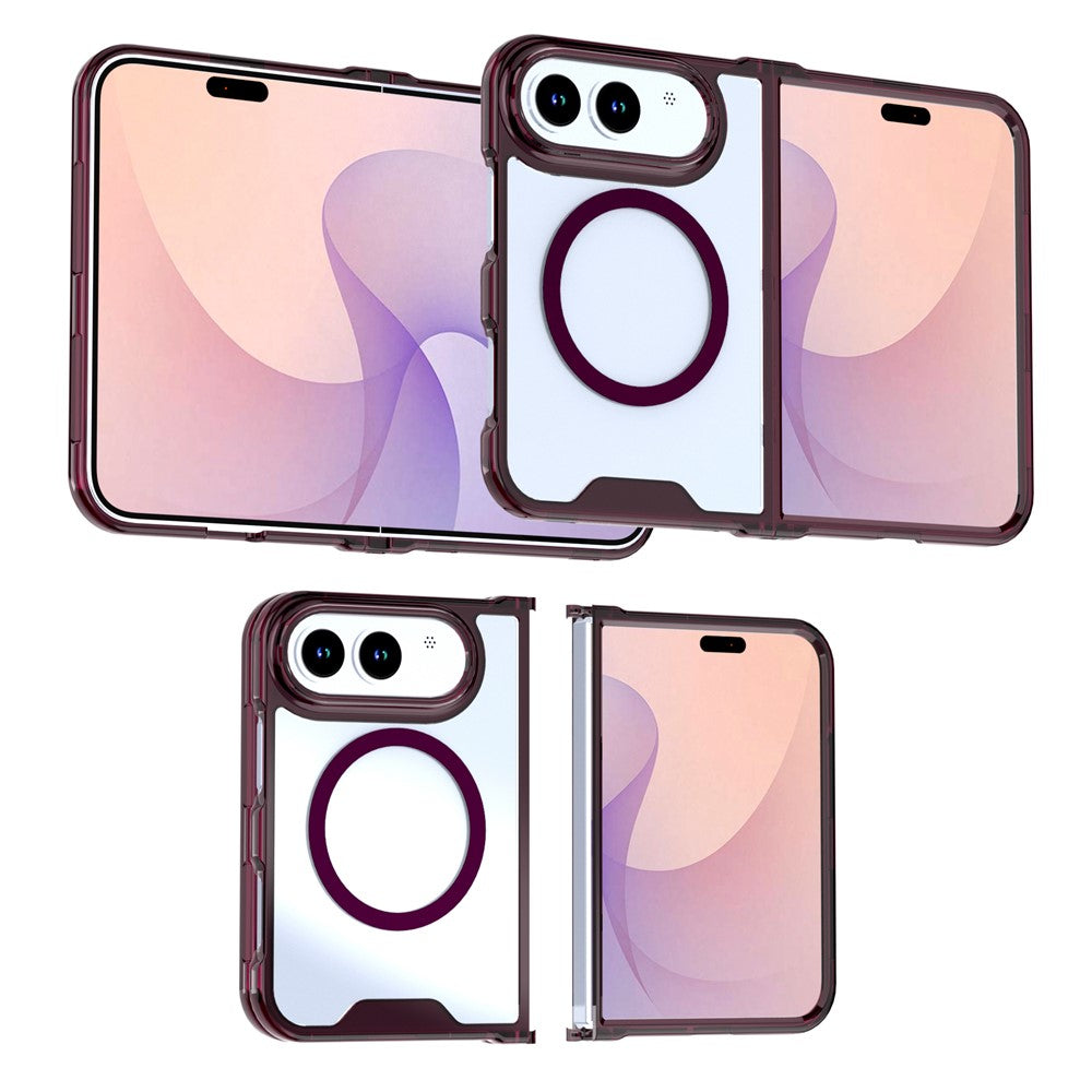 For iPhone Fold Magnetic Case TPU + Acrylic Clear Back Phone Cover