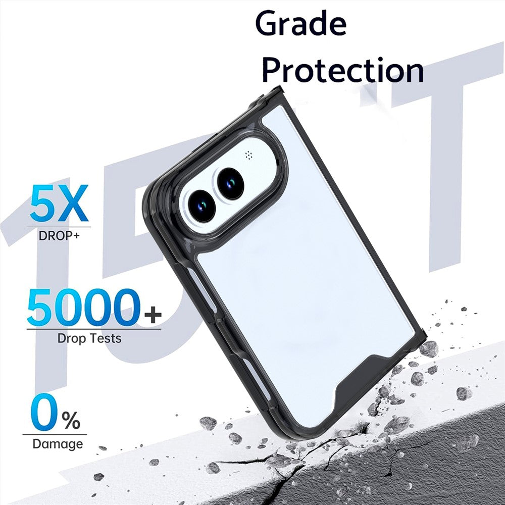 For iPhone Fold Case TPU + Clear Acrylic Folding Phone Cover