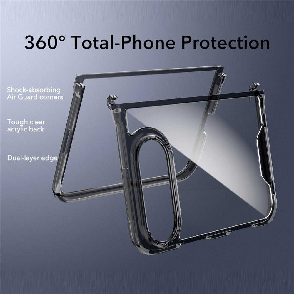 For iPhone Fold Case TPU + Clear Acrylic Folding Phone Cover