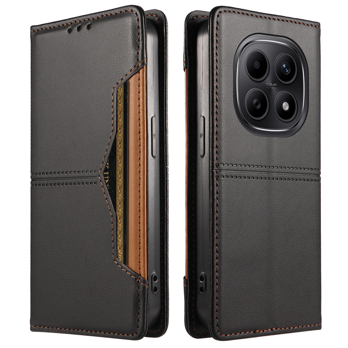 For Xiaomi Poco M8 5G / Xiaomi Redmi Note 15 4G (Global) / Xiaomi Redmi Note 15 5G (Global) Wallet Case External Card Slot Magnetic Closing Leather Phone Cover