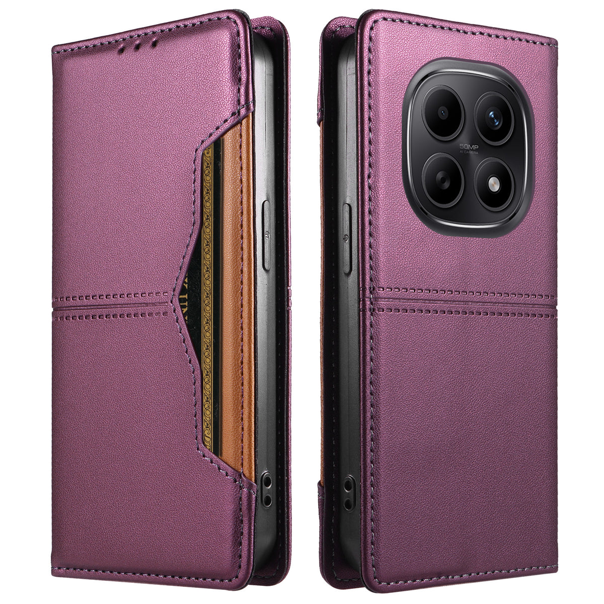 For Xiaomi Poco M8 5G / Xiaomi Redmi Note 15 4G (Global) / Xiaomi Redmi Note 15 5G (Global) Wallet Case External Card Slot Magnetic Closing Leather Phone Cover