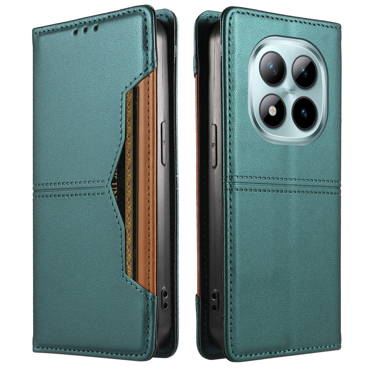 Xiaomi Poco M8 Pro 5G / Xiaomi Redmi Note 15 Pro+ 5G (Global) tegnebogscover med ekstern kortlomme, magnetisk lukning og lædercover til mobil