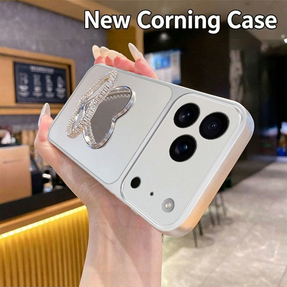 2-i-1 Make-up Spejl Kickstand Telefoncover til iPhone 18 Pro Max / 17 Pro Max Metallic Maling PC+TPU Bagcover