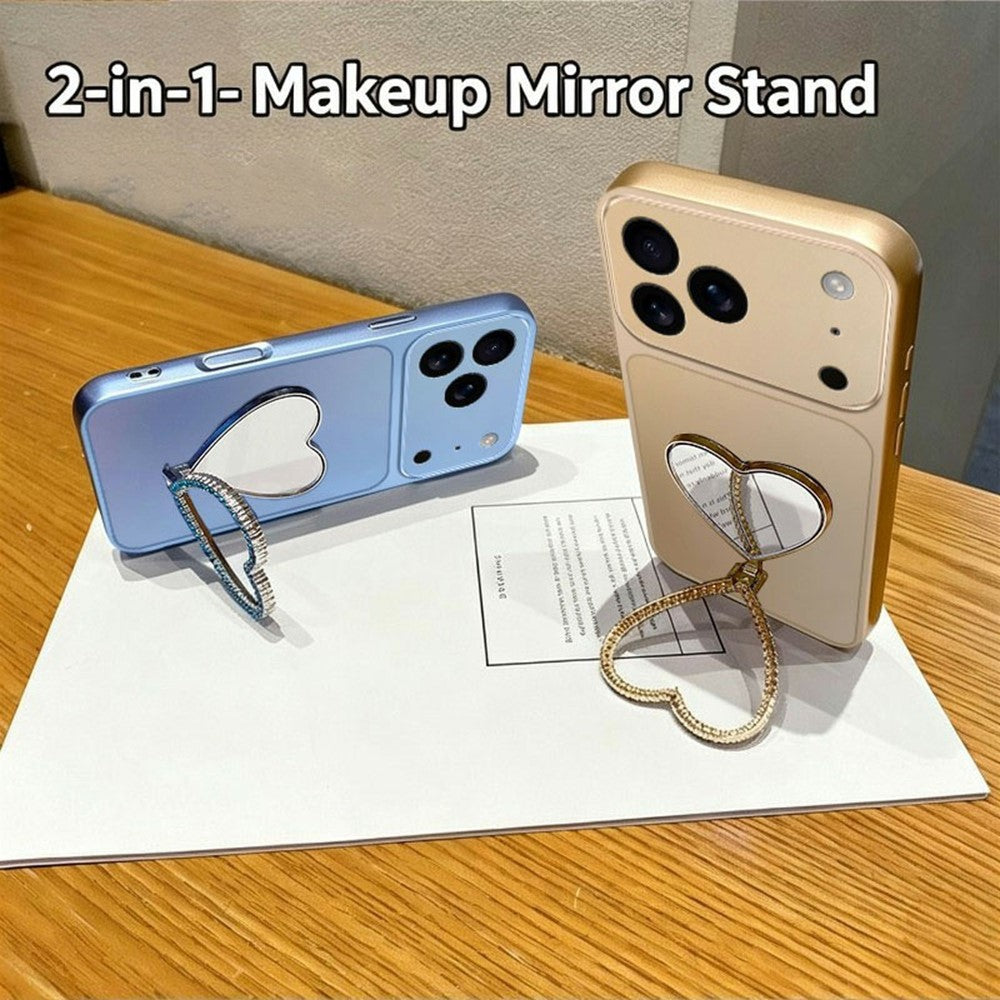 2-i-1 Make-up Spejl Kickstand Telefoncover til iPhone 18 Pro Max / 17 Pro Max Metallic Maling PC+TPU Bagcover