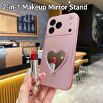 2-i-1 Make-up Spejl Kickstand Telefoncover til iPhone 18 Pro Max / 17 Pro Max Metallic Maling PC+TPU Bagcover