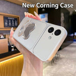 2-in-1 Makeup Mirror Kickstand Phone Case for iPhone 17 Metallic Paint PC+TPU Back Cover
