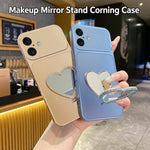 2-in-1 Makeup Mirror Kickstand Phone Case for iPhone 17 Metallic Paint PC+TPU Back Cover