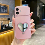 2-in-1 Makeup Mirror Kickstand Phone Case for iPhone 17 Metallic Paint PC+TPU Back Cover