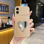2-in-1 Makeup Mirror Kickstand Phone Case for iPhone 17 Metallic Paint PC+TPU Back Cover