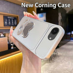 2-in-1 Makeup Mirror Kickstand Phone Case for iPhone 17e  /  16e Metallic Paint PC+TPU Back Cover