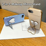 2-in-1 Makeup Mirror Kickstand Phone Case for iPhone 17e  /  16e Metallic Paint PC+TPU Back Cover