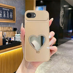 2-in-1 Makeup Mirror Kickstand Phone Case for iPhone 17e  /  16e Metallic Paint PC+TPU Back Cover