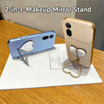 2-in-1 Makeup Mirror Kickstand Phone Case for Xiaomi Redmi A7 Pro 4G (171.56mm)  /  A7 Pro 5G  /  Poco C85x 5G  /  C81 4G Metallic Paint PC+TPU Back Cover