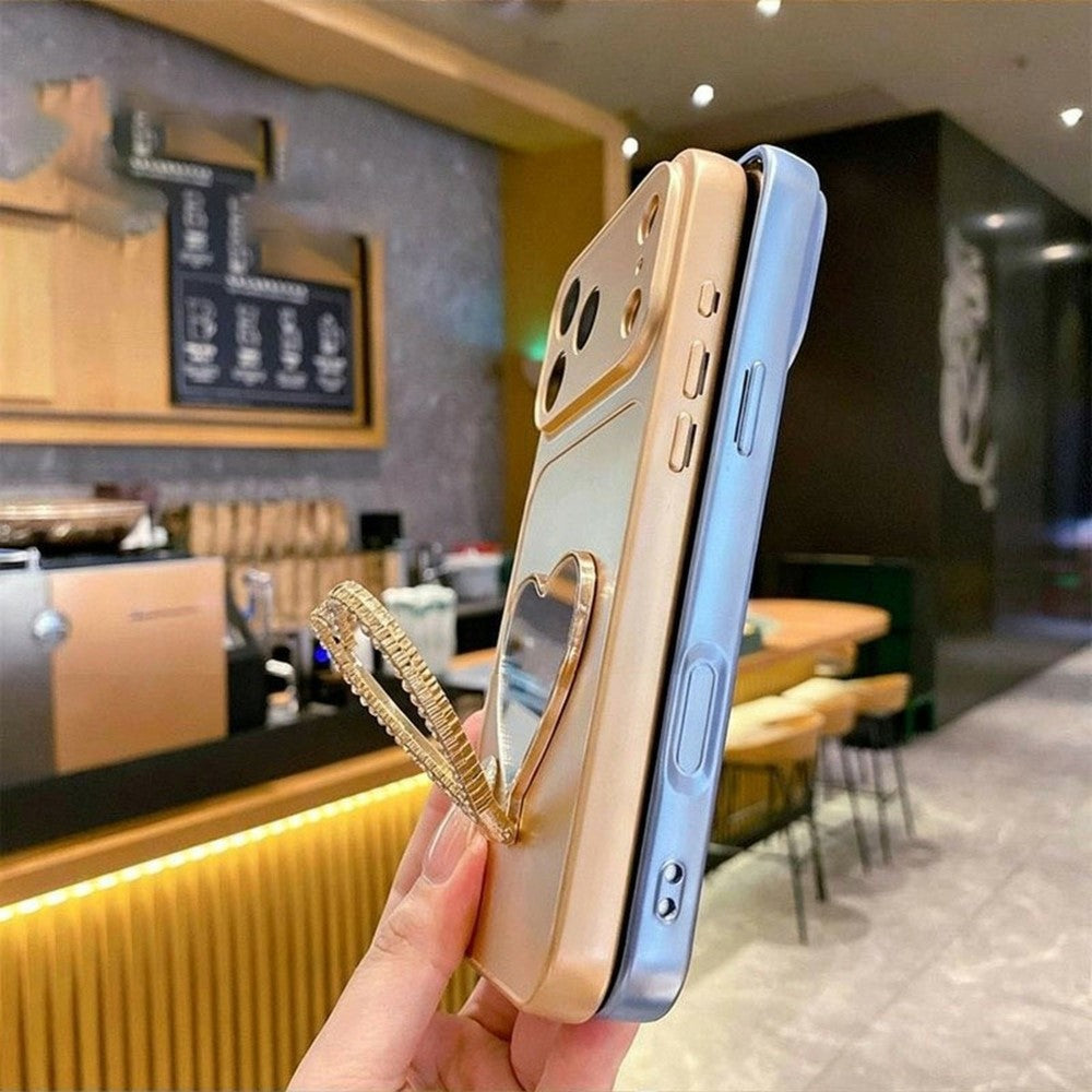 2-in-1 Makeup Mirror Kickstand Phone Case for Xiaomi Redmi A7 Pro 4G (171.56mm)  /  A7 Pro 5G  /  Poco C85x 5G  /  C81 4G Metallic Paint PC+TPU Back Cover