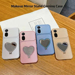 2-in-1 Makeup Mirror Kickstand Phone Case for Xiaomi Redmi A7 Pro 4G (171.56mm)  /  A7 Pro 5G  /  Poco C85x 5G  /  C81 4G Metallic Paint PC+TPU Back Cover