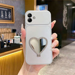 2-i-1 Makeupspejl Kickstand Telefoncover til Samsung Galaxy A07 4G / A07 5G / A08 5G / A08 4G Metallisk Maling PC+TPU Bagcover
