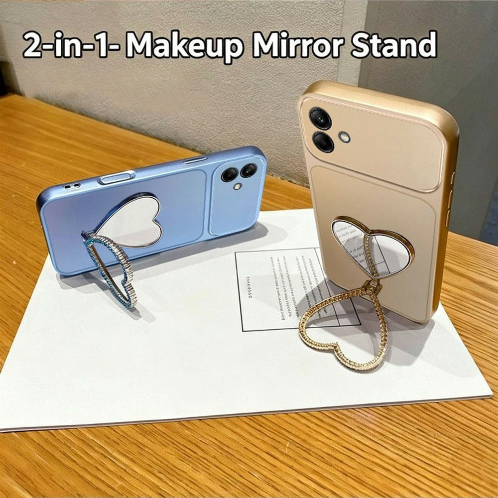 2-i-1 Makeupspejl Kickstand Telefoncover til Samsung Galaxy A07 4G / A07 5G / A08 5G / A08 4G Metallisk Maling PC+TPU Bagcover