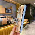 2-i-1 Makeupspejl Kickstand Telefoncover til Samsung Galaxy A07 4G / A07 5G / A08 5G / A08 4G Metallisk Maling PC+TPU Bagcover