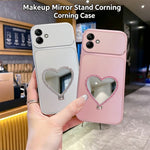 2-i-1 Makeupspejl Kickstand Telefoncover til Samsung Galaxy A07 4G / A07 5G / A08 5G / A08 4G Metallisk Maling PC+TPU Bagcover