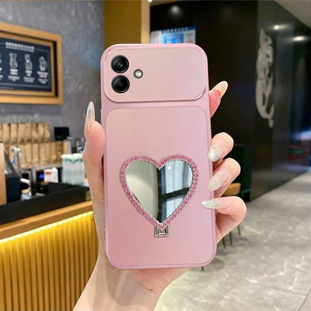 2-i-1 Makeupspejl Kickstand Telefoncover til Samsung Galaxy A07 4G / A07 5G / A08 5G / A08 4G Metallisk Maling PC+TPU Bagcover