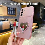 2-in-1 Makeup Mirror Kickstand Phone Case for Samsung Galaxy S26+ Metallic Paint PC+TPU Back Cover