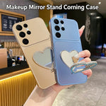 2-in-1 Makeup Mirror Kickstand Phone Case for Samsung Galaxy S26 Ultra Metallic Paint PC+TPU Back Cover