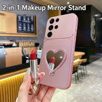 2-in-1 Makeup Mirror Kickstand Phone Case for Samsung Galaxy S26 Ultra Metallic Paint PC+TPU Back Cover