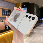 2-in-1 Makeup Mirror Kickstand Phone Case for Samsung Galaxy S26 FE Metallic Paint PC+TPU Back Cover
