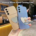 2-in-1 Makeup Mirror Kickstand Phone Case for Samsung Galaxy A27 5G Metallic Paint PC+TPU Back Cover