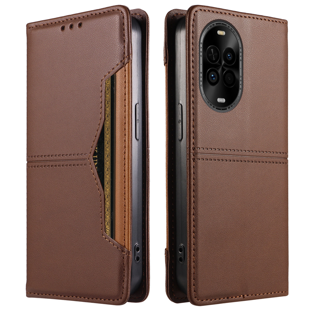 Pungcover til Huawei nova 14 5G / Huawei nova 14 Lite 5G / Huawei nova 15 5G med udvendig kortlomme, magnetisk lukning og læder