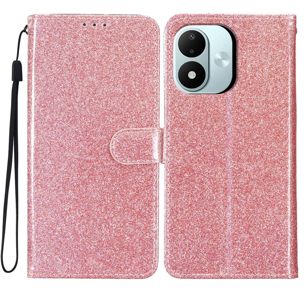 For Xiaomi Redmi Note 17 4G (Global) / Note 17 5G (Global) / Note 17 (India / China) 5G Wallet Case Glitter Anti-Scratch Leather Stand Phone Cover with Strap