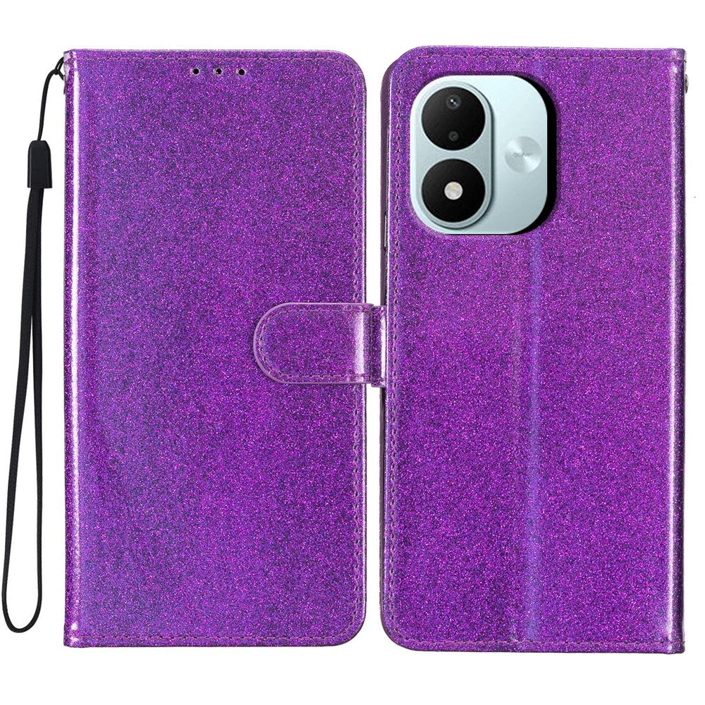 For Xiaomi Redmi Note 17 4G (Global) / Note 17 5G (Global) / Note 17 (India / China) 5G Wallet Case Glitter Anti-Scratch Leather Stand Phone Cover with Strap