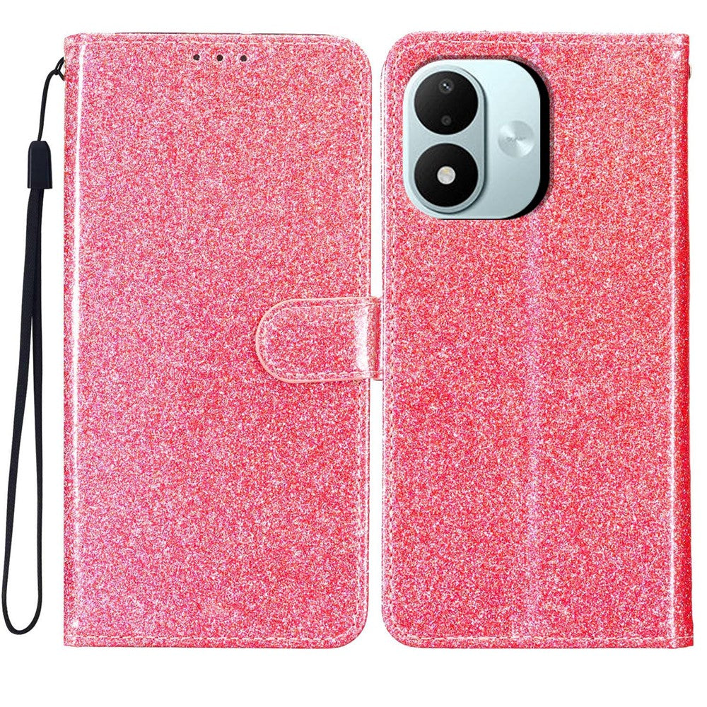 For Xiaomi Redmi Note 17 4G (Global) / Note 17 5G (Global) / Note 17 (India / China) 5G Wallet Case Glitter Anti-Scratch Leather Stand Phone Cover with Strap