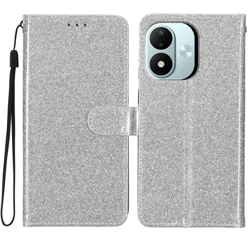 For Xiaomi Redmi Note 17 4G (Global) / Note 17 5G (Global) / Note 17 (India / China) 5G Wallet Case Glitter Anti-Scratch Leather Stand Phone Cover with Strap