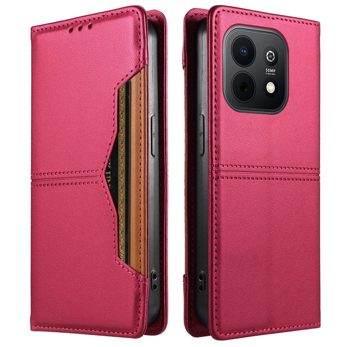 Huawei Enjoy 90 Plus / Huawei Enjoy 90 Plånboksfodral med externt kortfack, magnetisk stängning, läderfodral