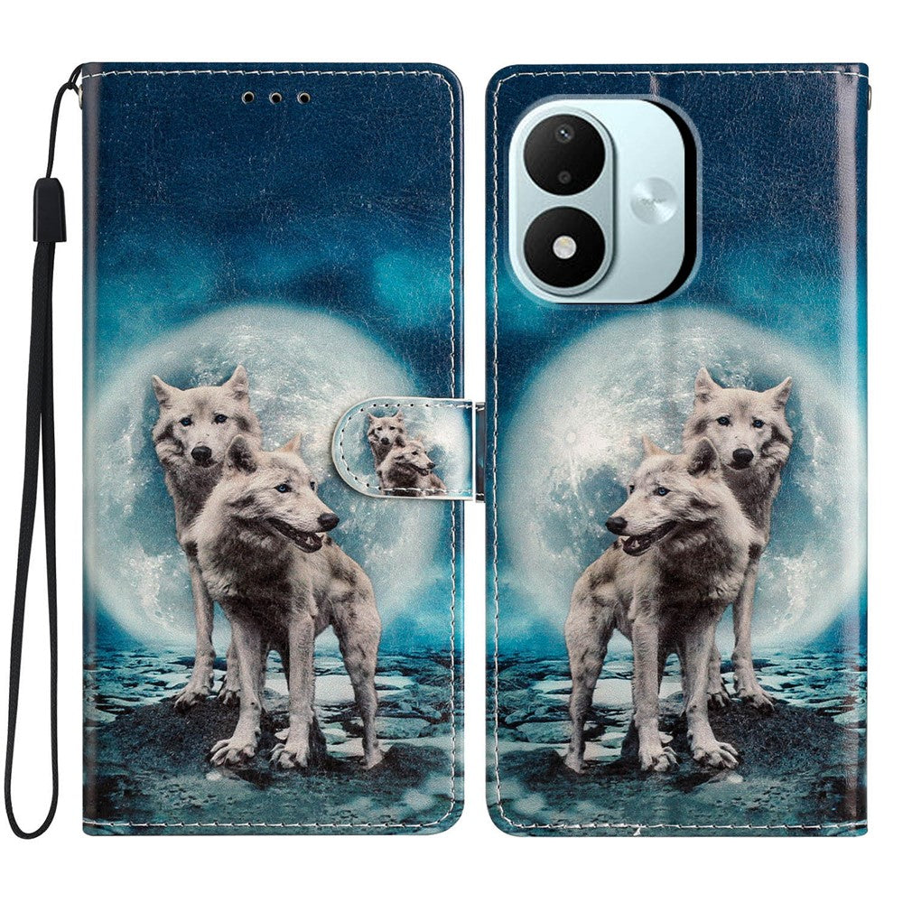 For Xiaomi Redmi Note 17 4G (Global) / Note 17 5G (Global) / Note 17 (India / China) 5G Wallet Case PU Leather Pattern Printing Stand Phone Cover with Strap