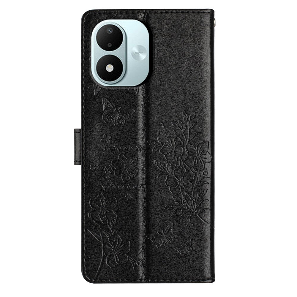 For Xiaomi Redmi Note 17 4G (Global) / Note 17 5G (Global) / Note 17 (India / China) 5G Wallet Phone Case Butterfly Floral Imprint Leather Flip Cover with Strap
