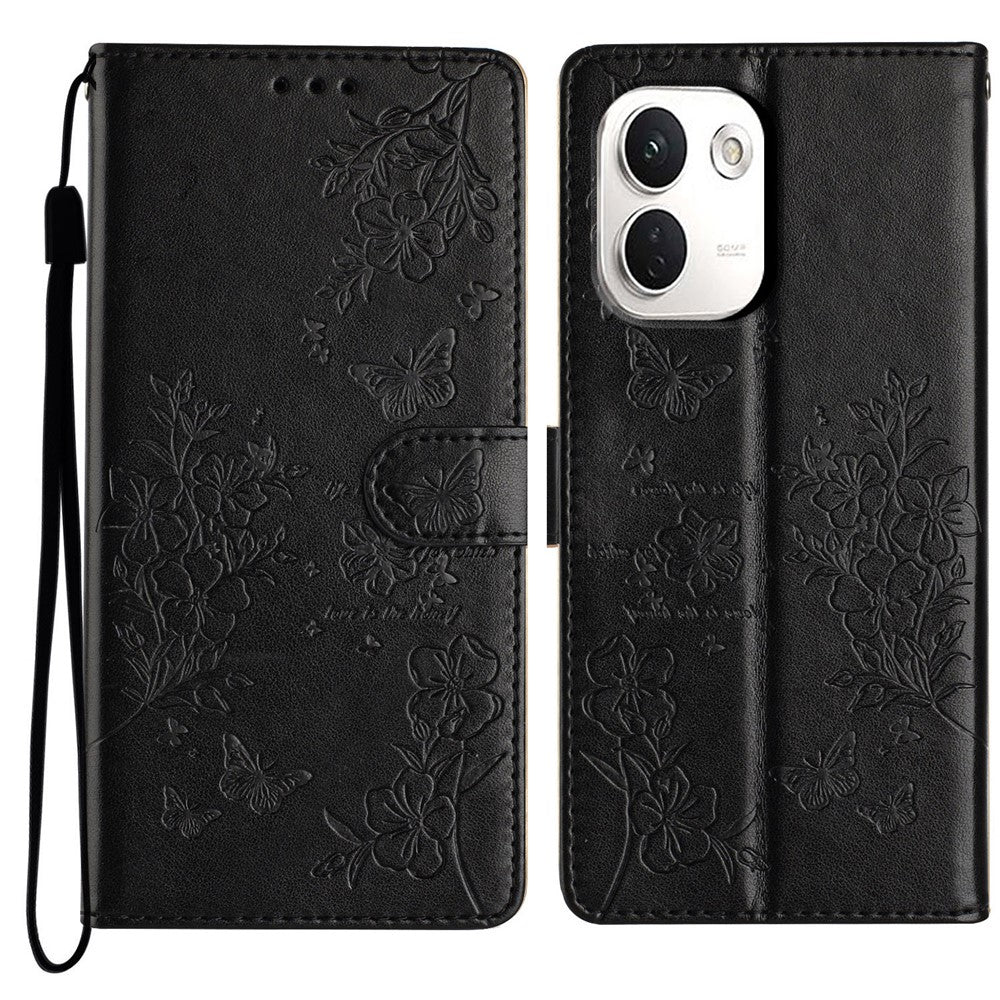 For Xiaomi Redmi Note 17 Pro+ 5G / Note 17 Pro Max 5G Wallet Phone Case Butterfly Floral Imprint Leather Flip Cover with Strap