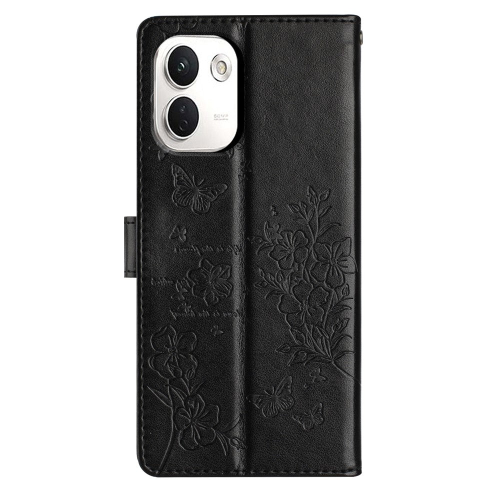 For Xiaomi Redmi Note 17 Pro+ 5G / Note 17 Pro Max 5G Wallet Phone Case Butterfly Floral Imprint Leather Flip Cover with Strap