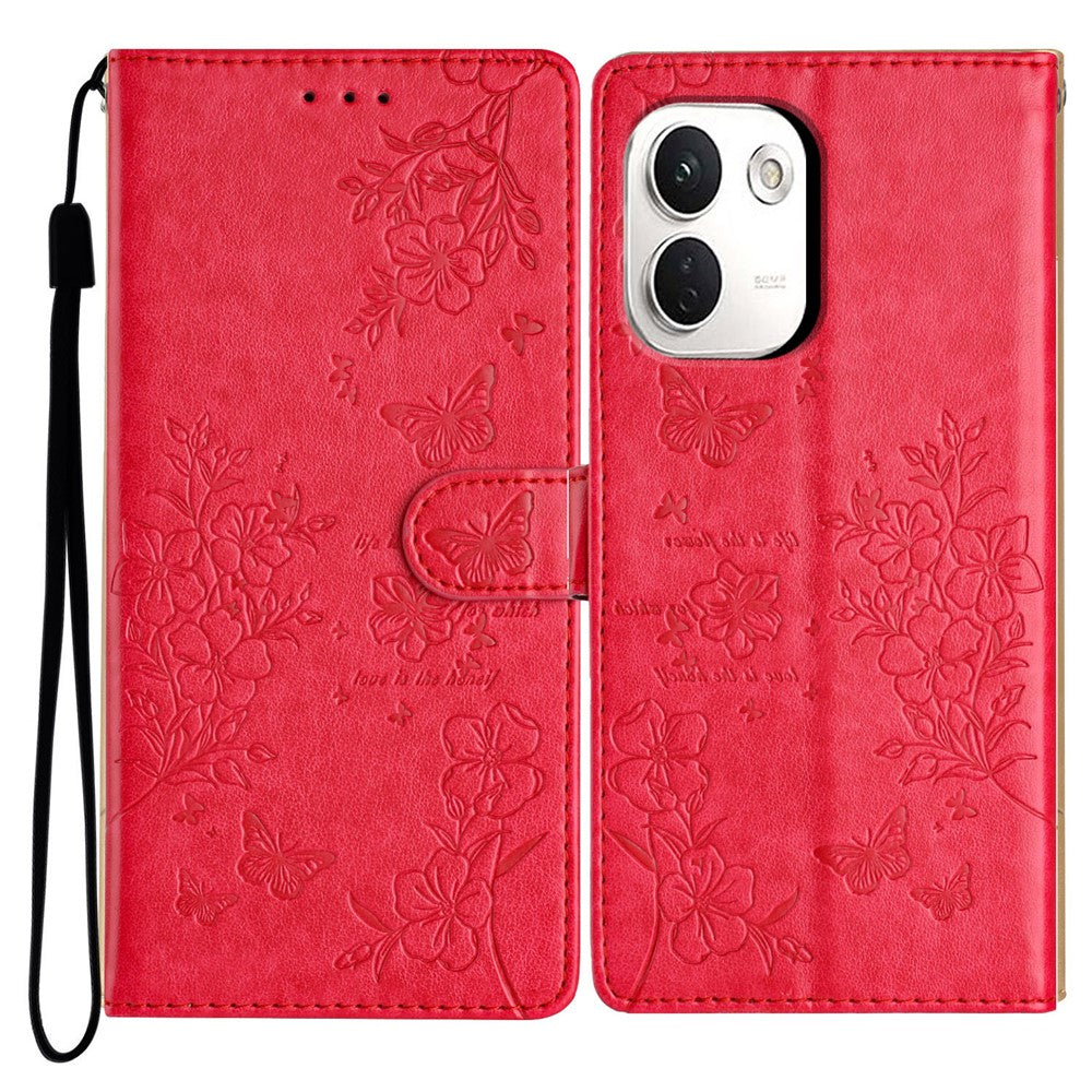 For Xiaomi Redmi Note 17 Pro+ 5G / Note 17 Pro Max 5G Wallet Phone Case Butterfly Floral Imprint Leather Flip Cover with Strap
